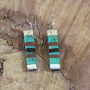 Rectangle Inlay Dangle Earrings